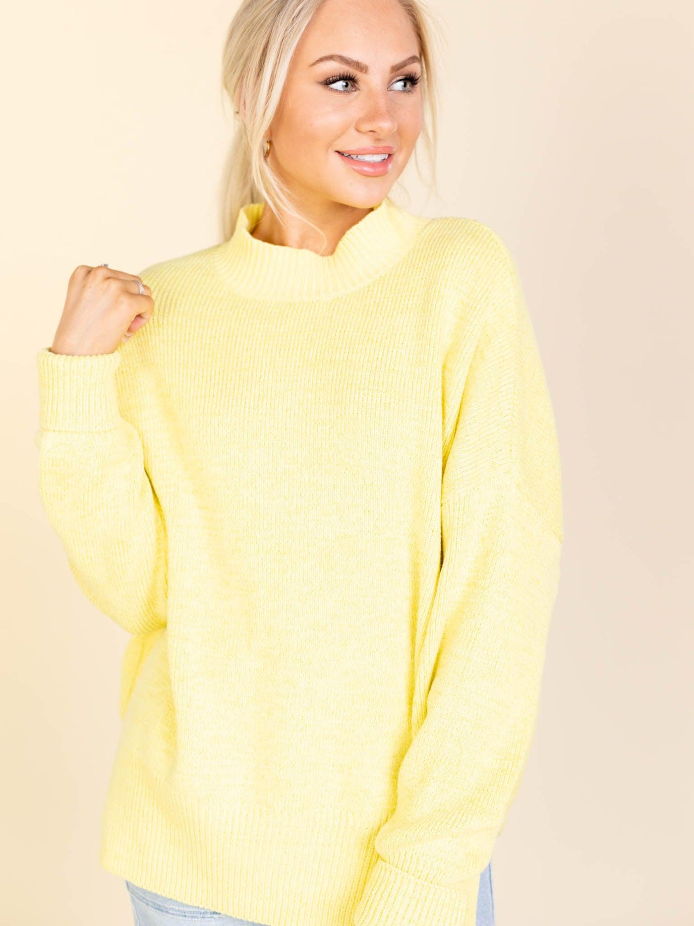 mock neck colored sweater