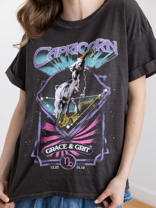 colorful washed capricorn tee