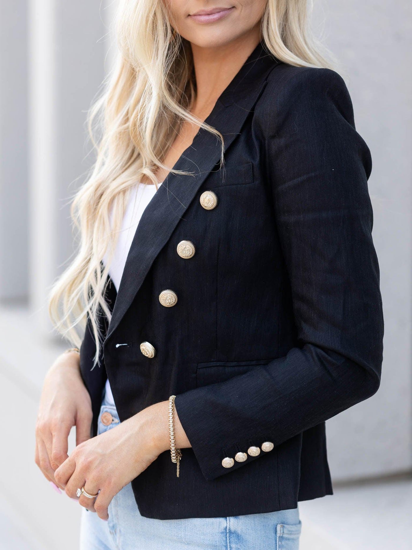 black linen blazer