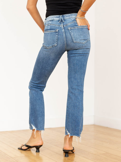 flared distressed ankle medium denim