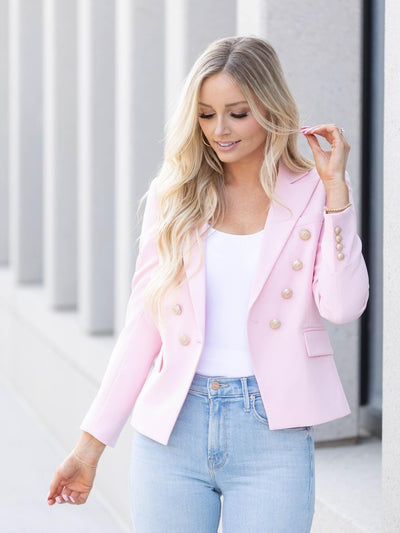 pastel pink blazer