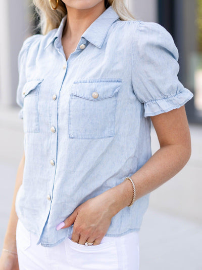 button front short sleeve top