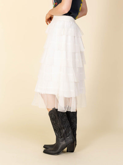 neutral tiered skirt
