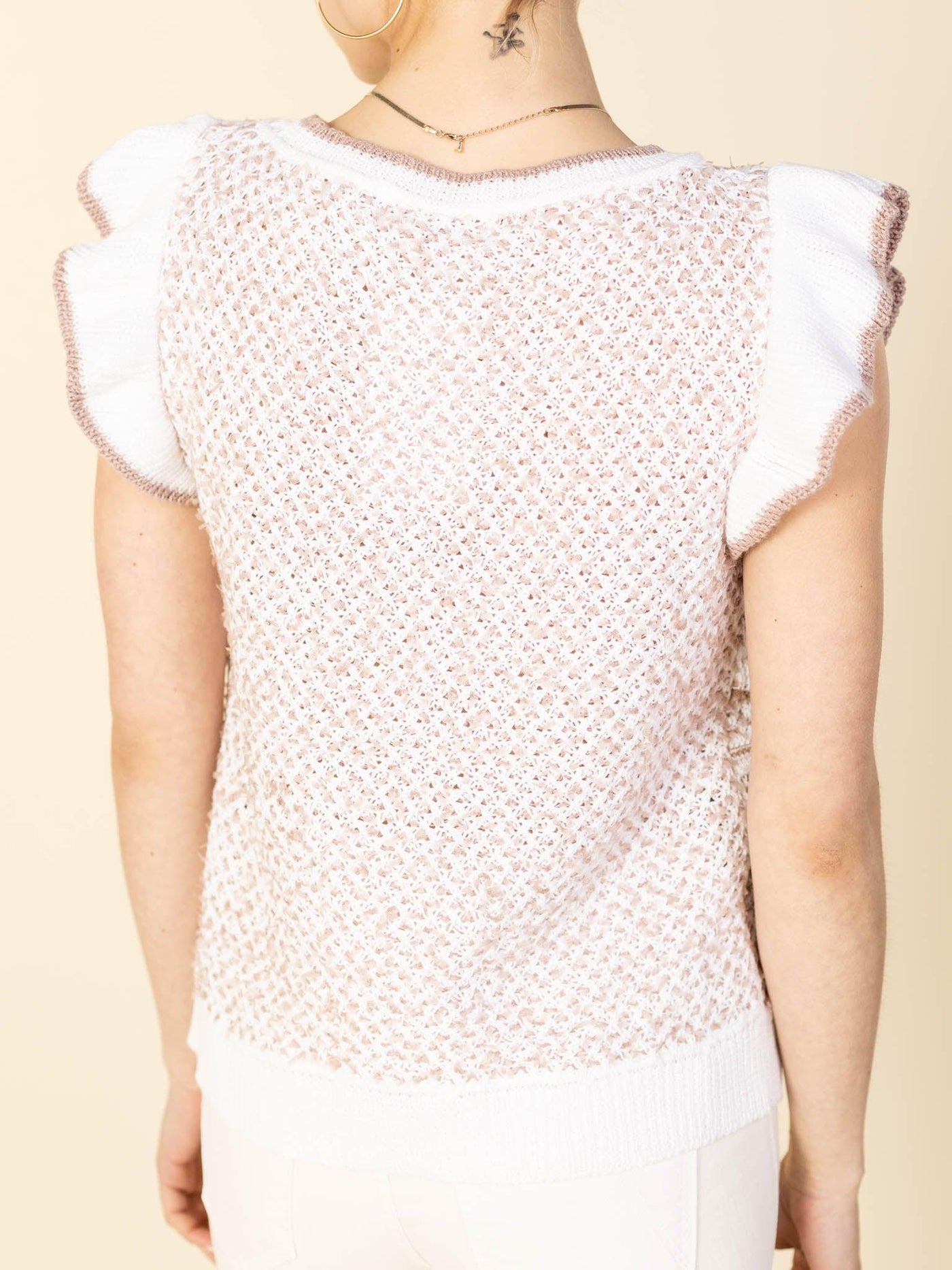 neutral open knit sweater