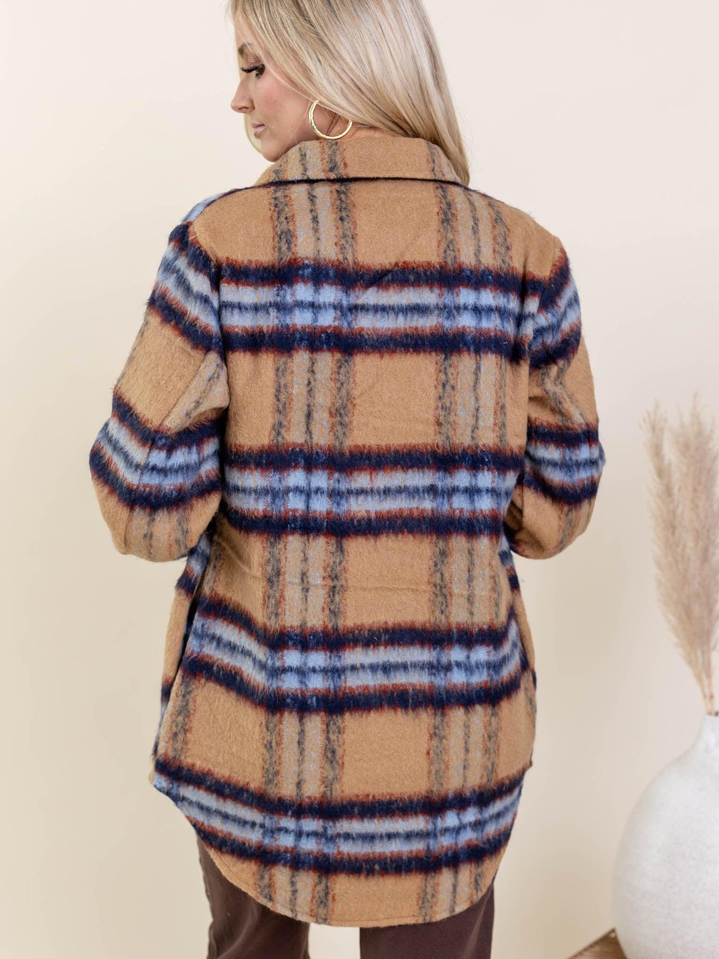 collared fuzzy shacket