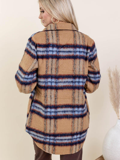 collared fuzzy shacket