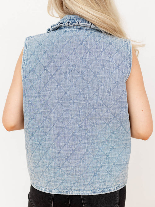 quilted denim vest