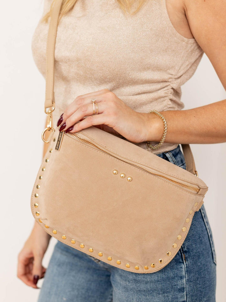light tan studded bum bag