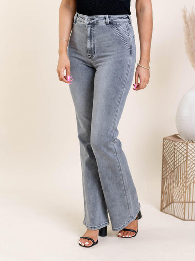 high rise flare denim