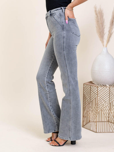 high rise flare denim