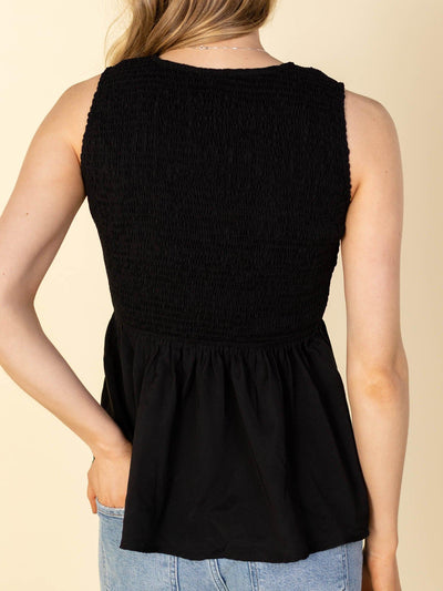 smocked vneck tank top