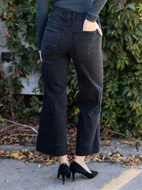 black ankle wide leg pant