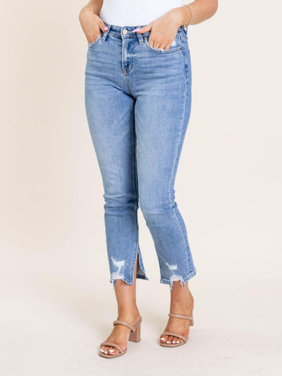side slit denim