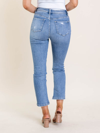 distressed hem cropped denim