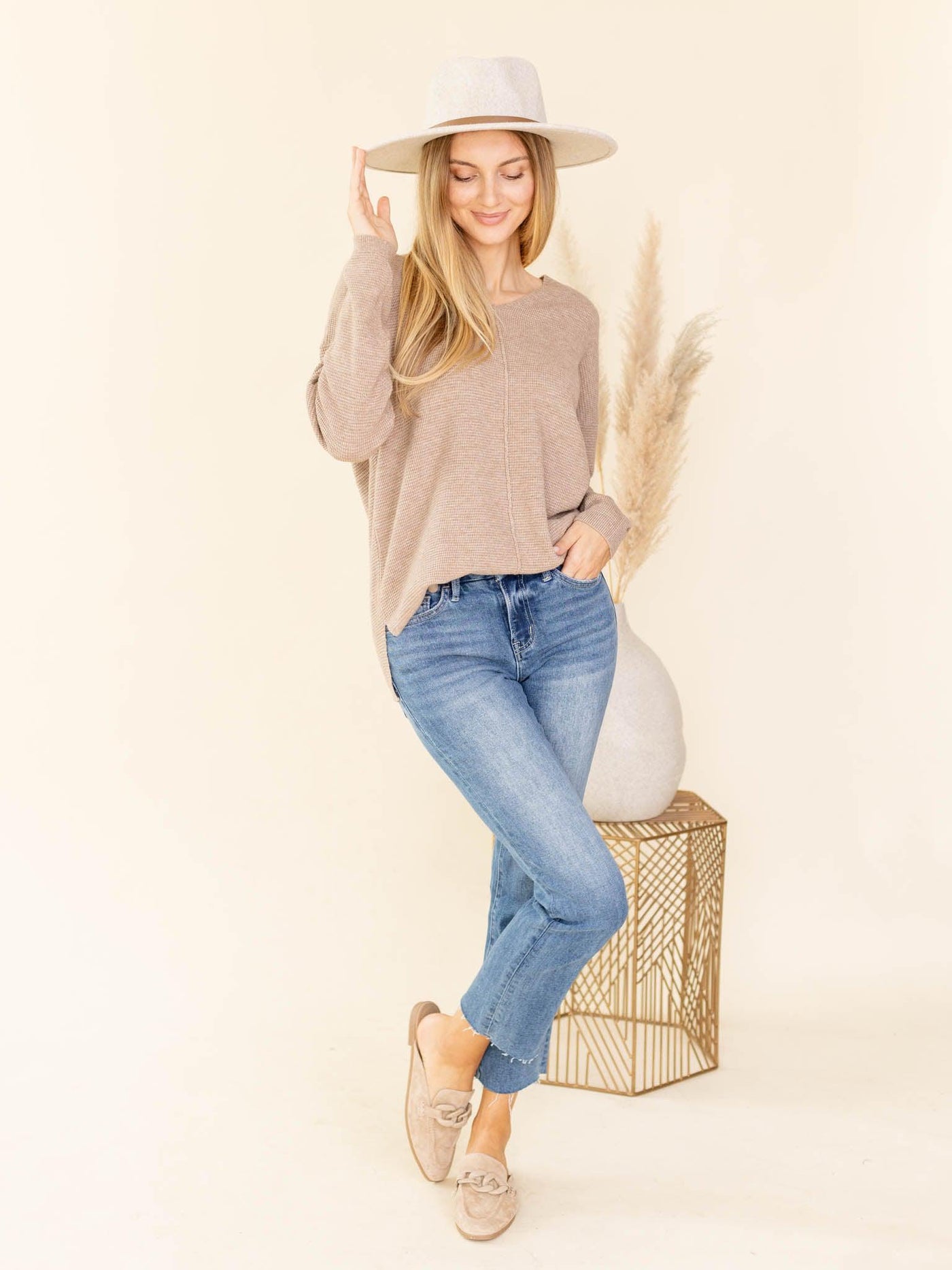 vneck long sleeve sweater