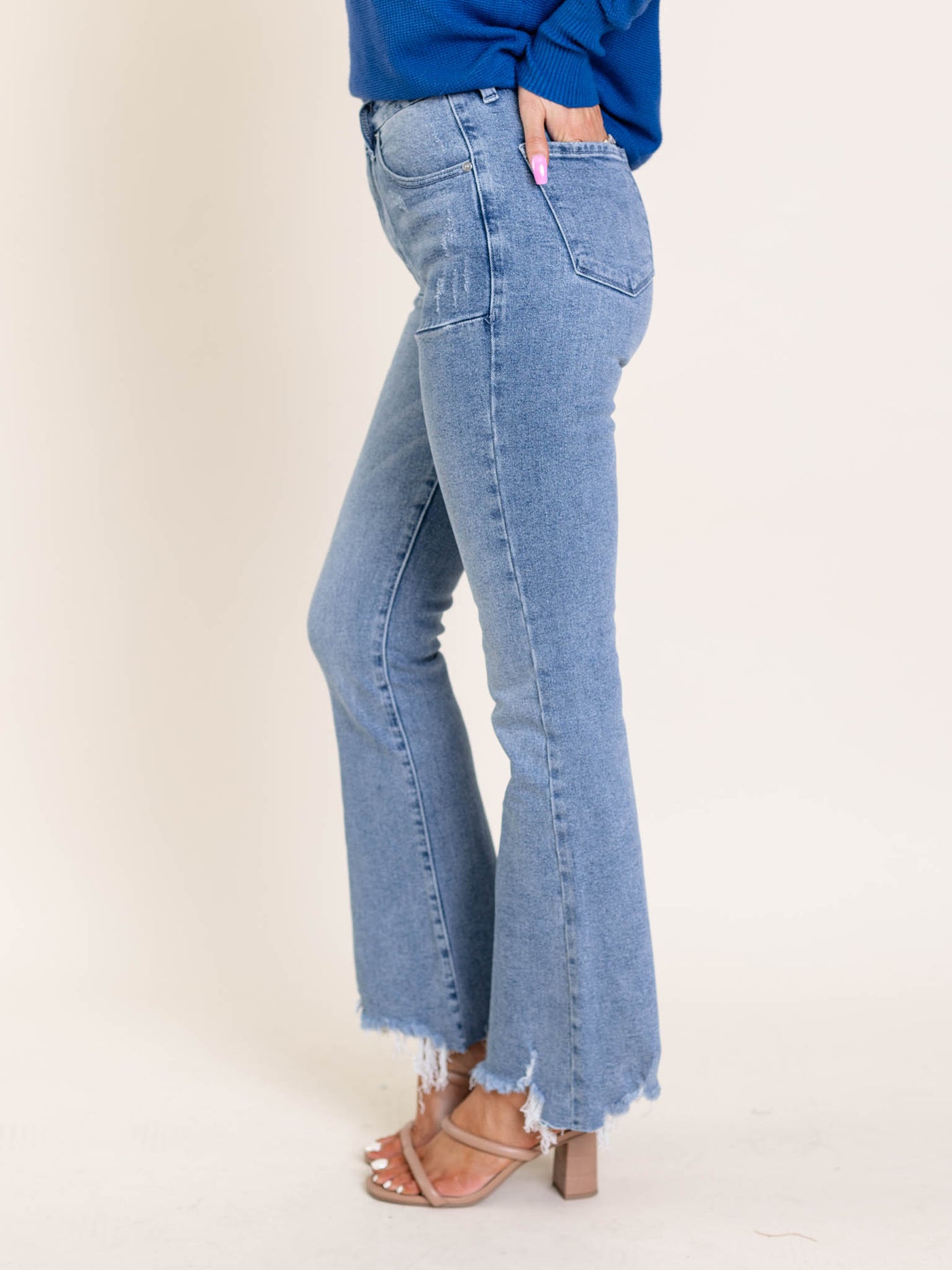 cropped washed denim