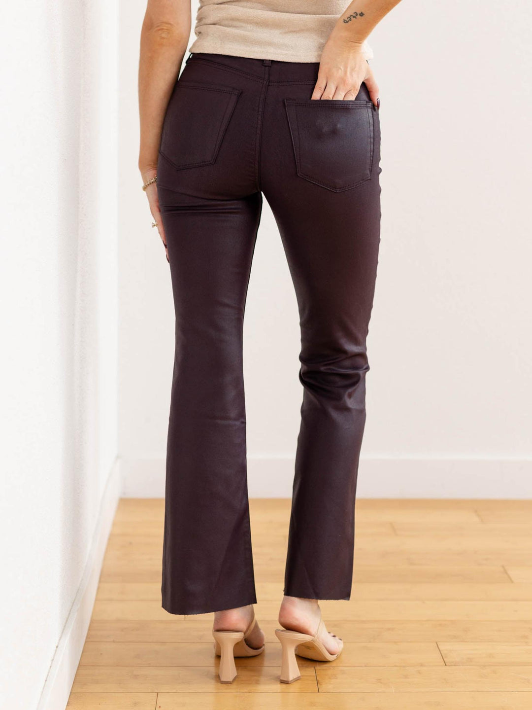 dark wine coated bottoms