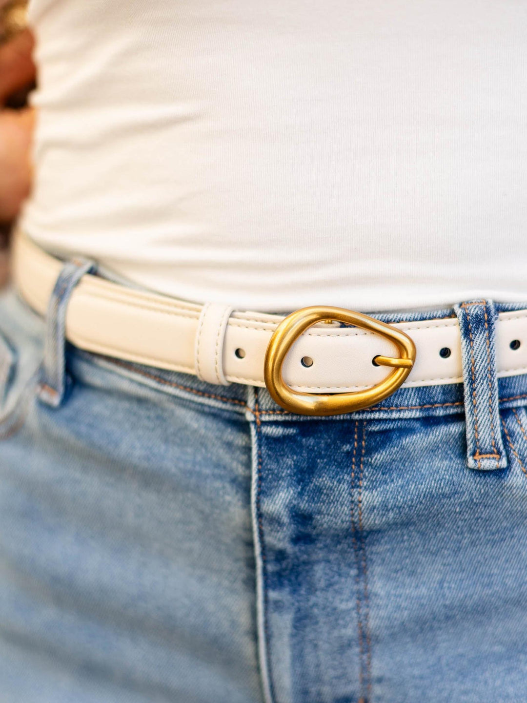 white and gold belt