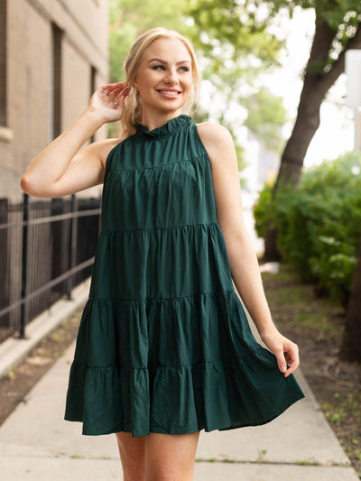 green halter dress