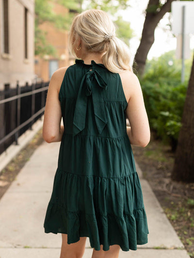 green halter dress