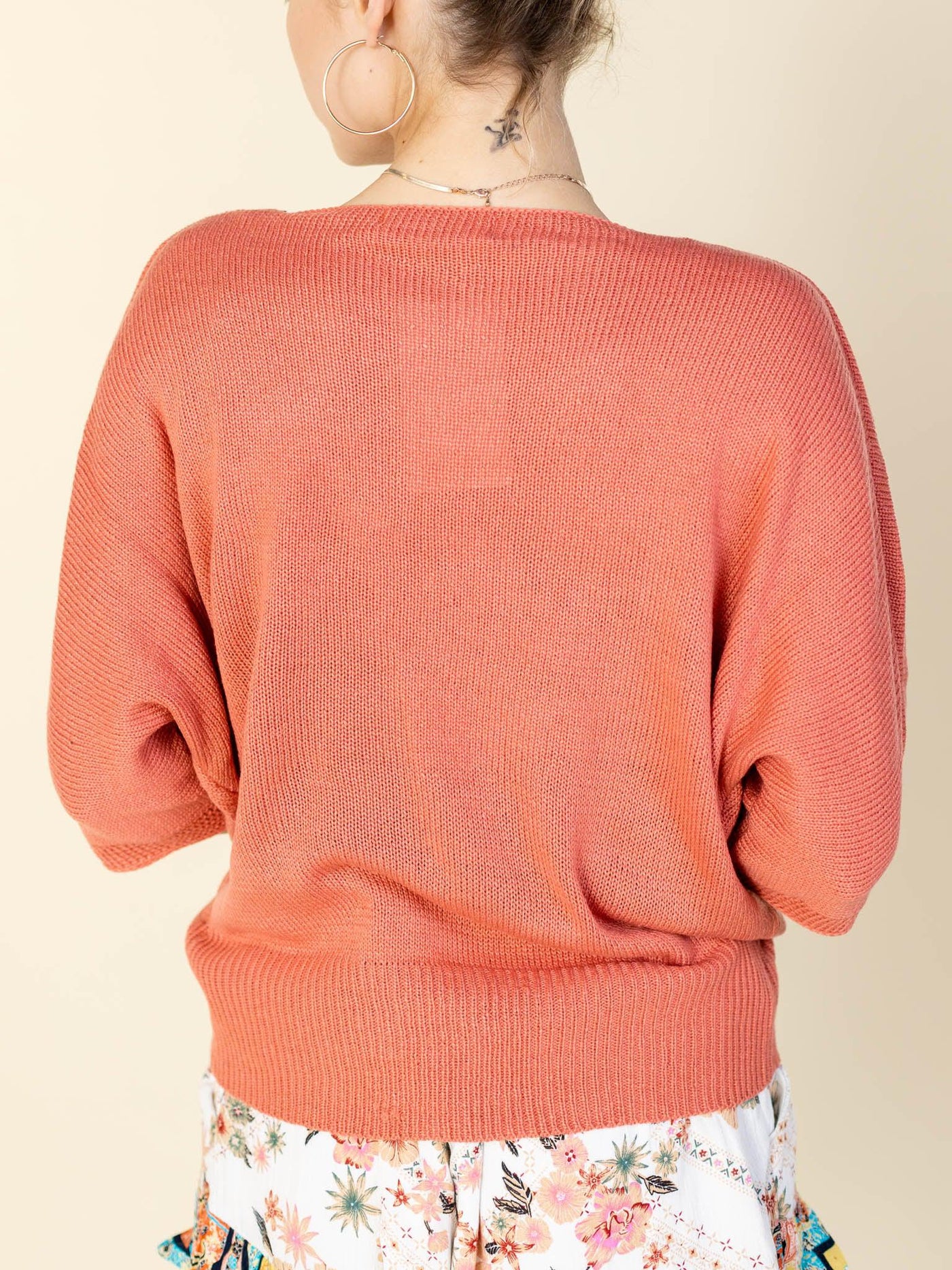 colored open knit top
