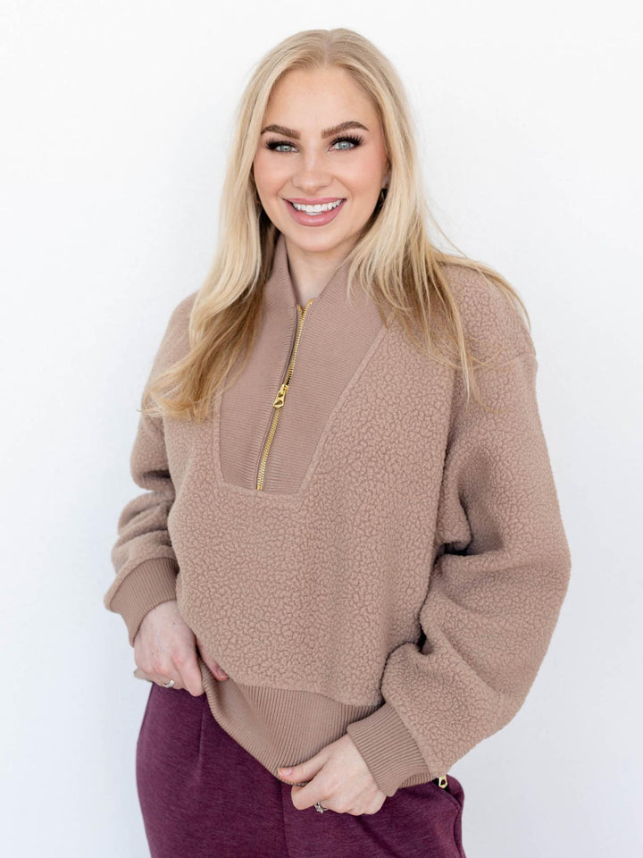 half zip sherpa fleece