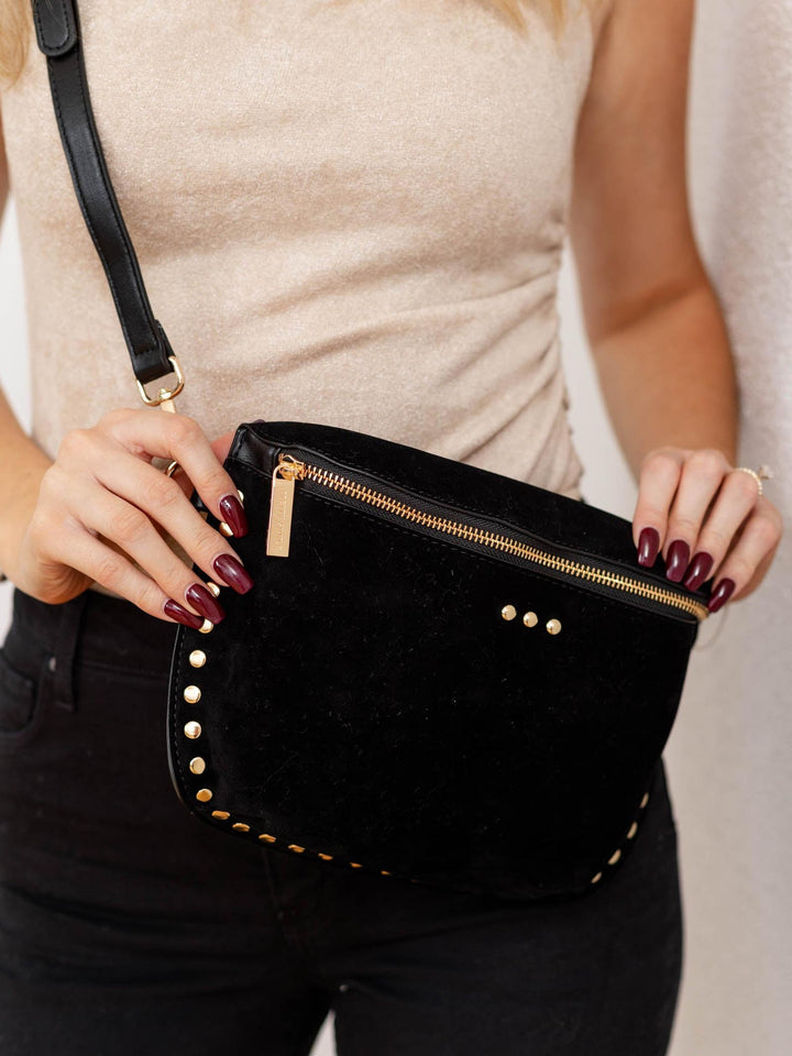 black studded handbag