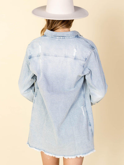 distressed long shacket