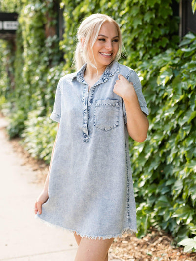 short sleeve denim dress