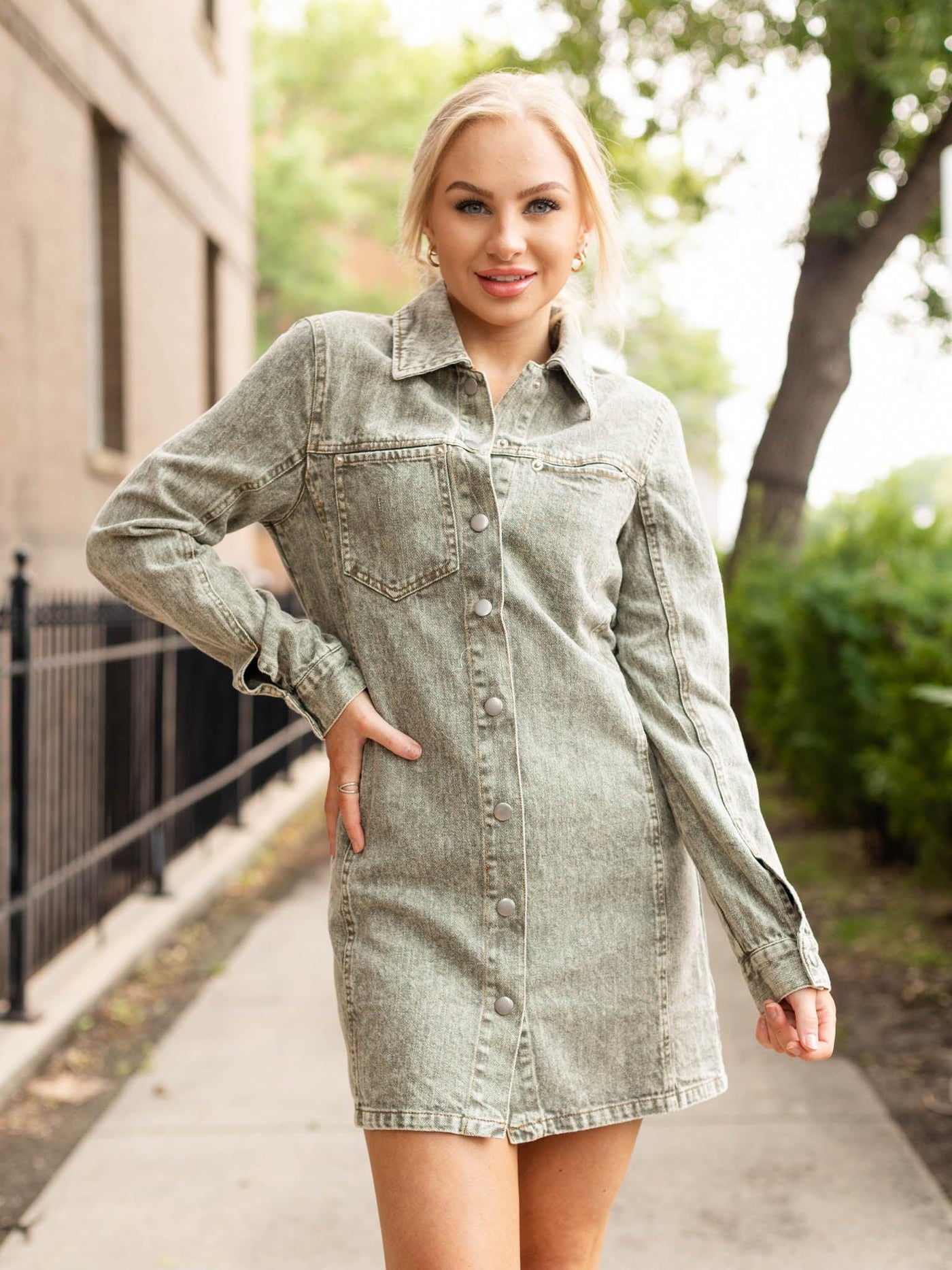 colored vintage denim dress
