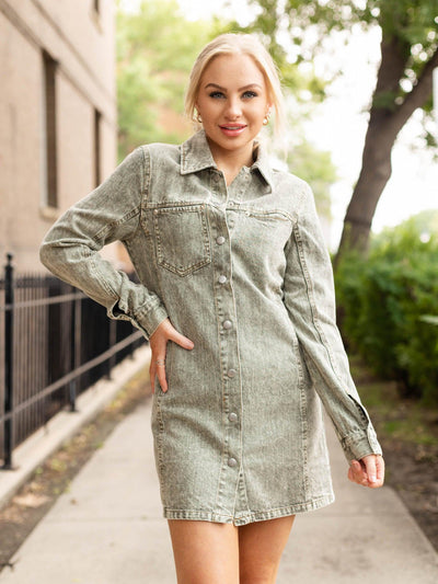 colored vintage denim dress