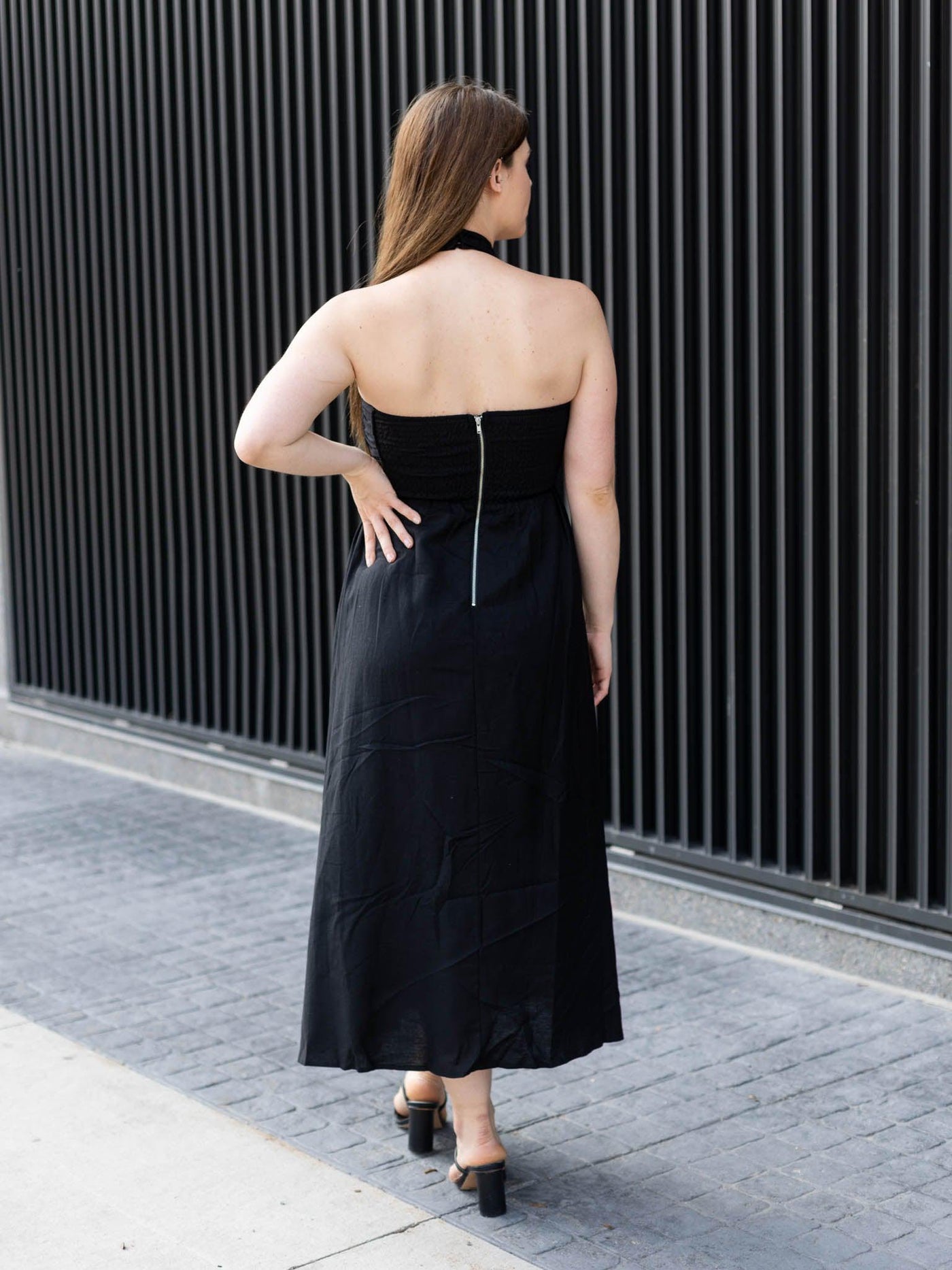 side slit halter dress