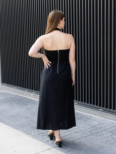 side slit halter dress