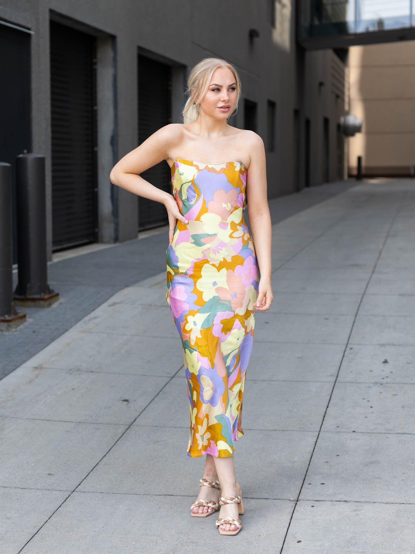 bright floral dress