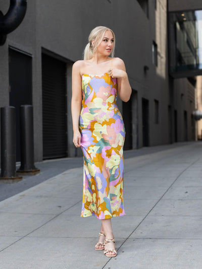 draped back strappy dress