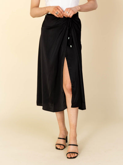satin black skirt