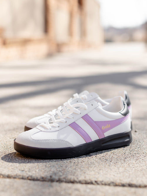 pink and white sneakers