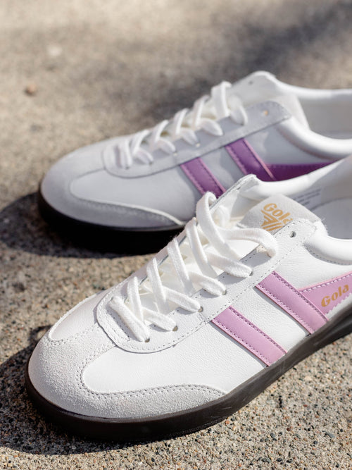 pink and white sneakers