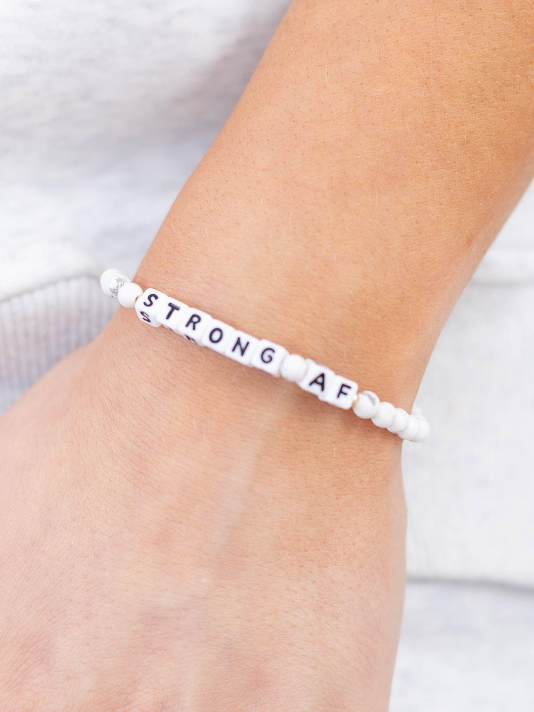 white strong af bracelet