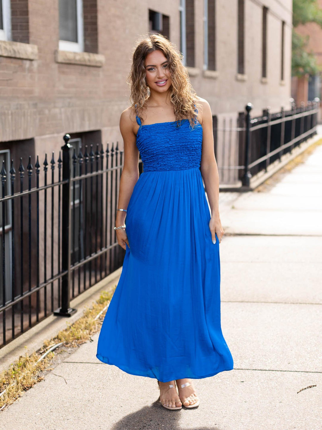 Smocked Cord Strap Maxi Dress — Lined & Flattering