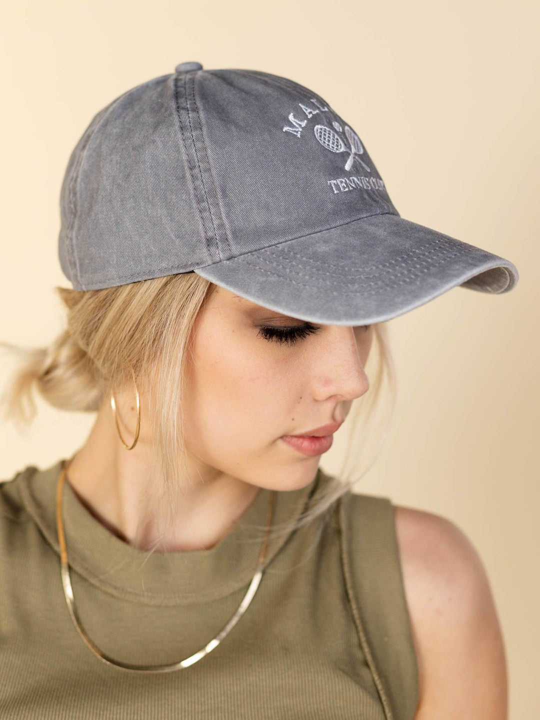 washed embroidered hat