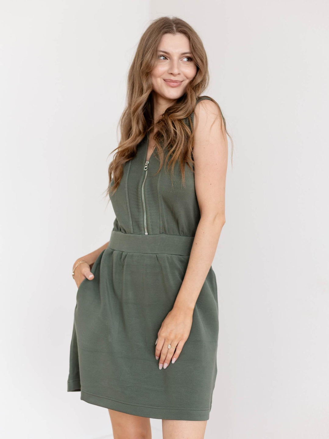 athleisure half zip dress