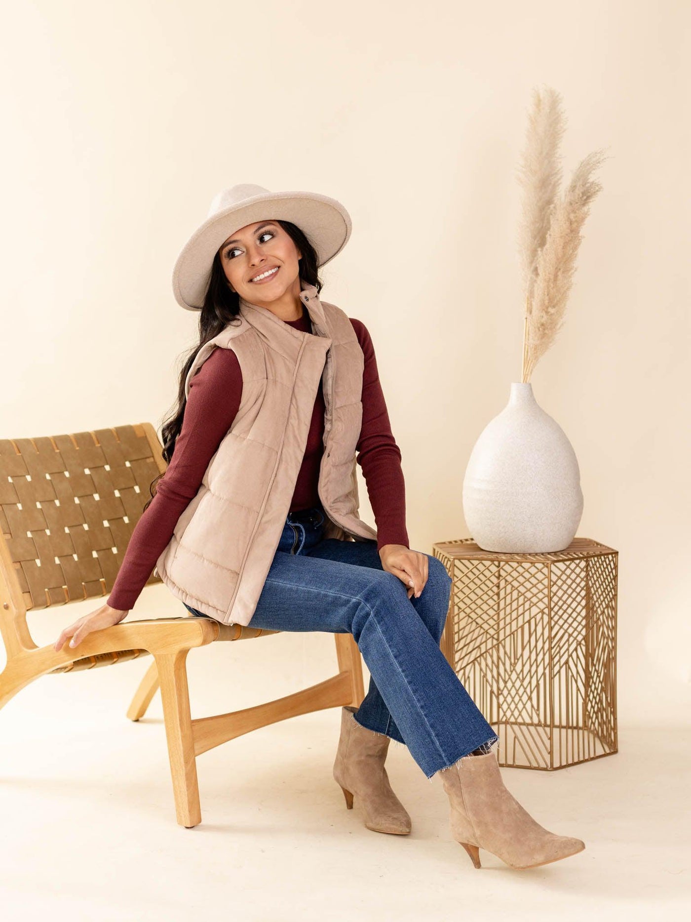 neutral puffy vest
