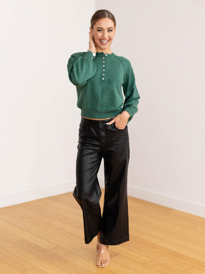 green half button sweater