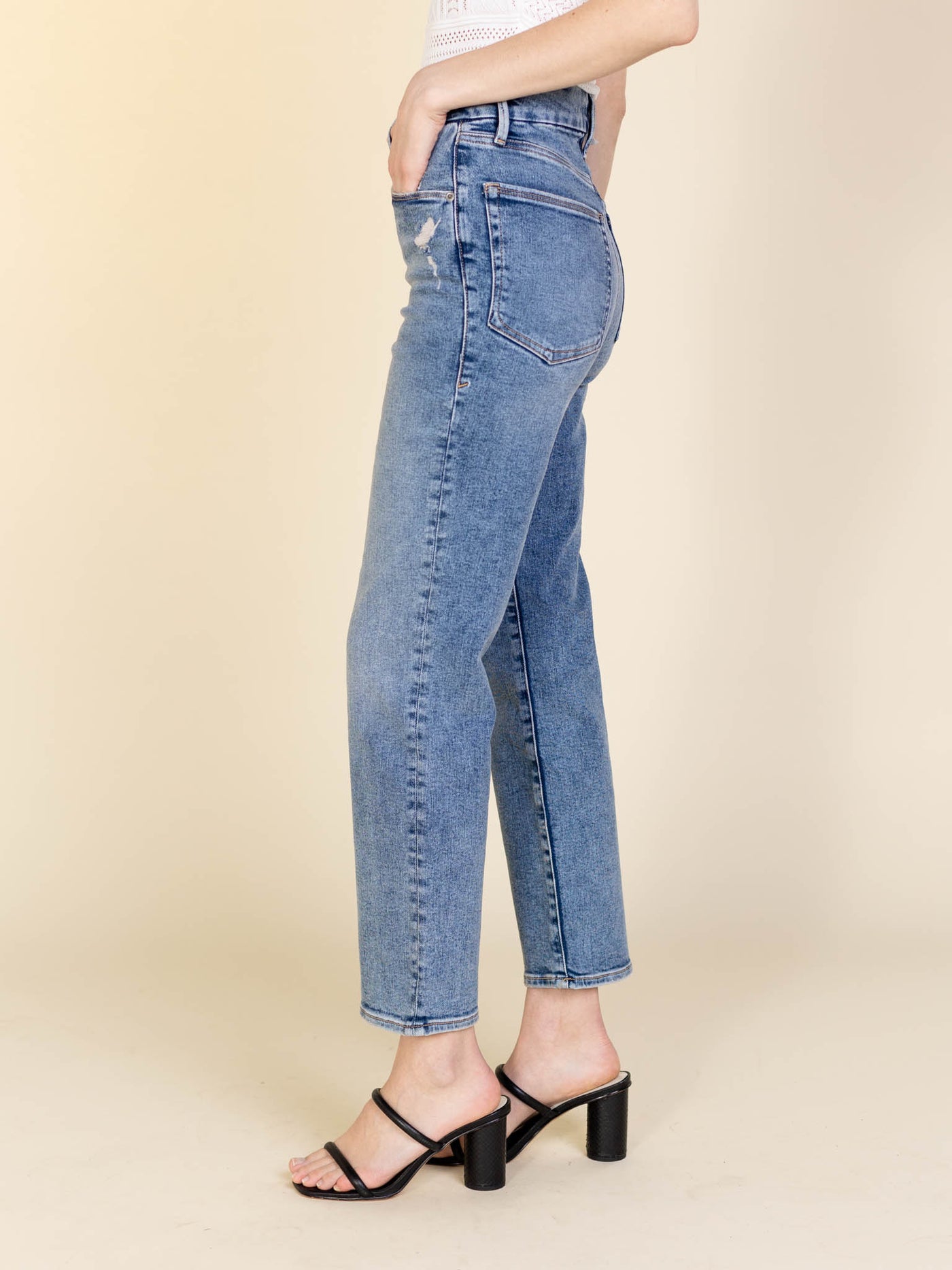 cropped good american denim