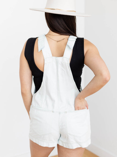 light denim overall shortall 