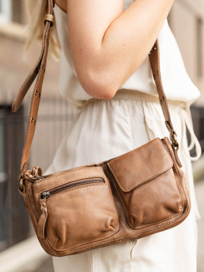 brown leather bag
