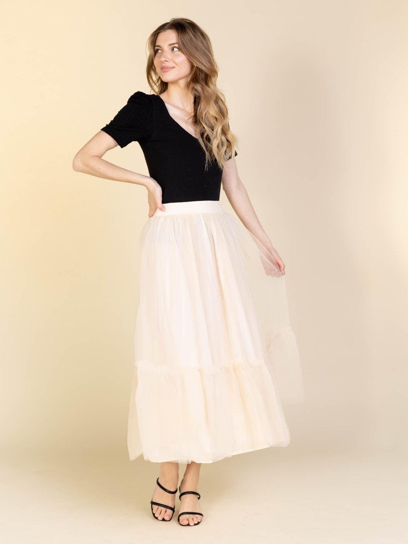 cream tulle skirt
