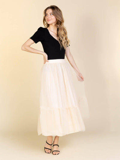 cream tulle skirt