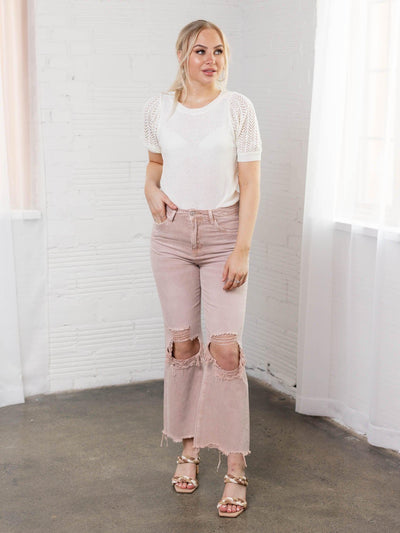 white short sleeve sweater